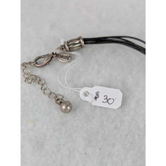 Vintage Chico's mixed metals +Leather necklace 16-20"Ethnic16-20" with extender - Picture 7 of 7